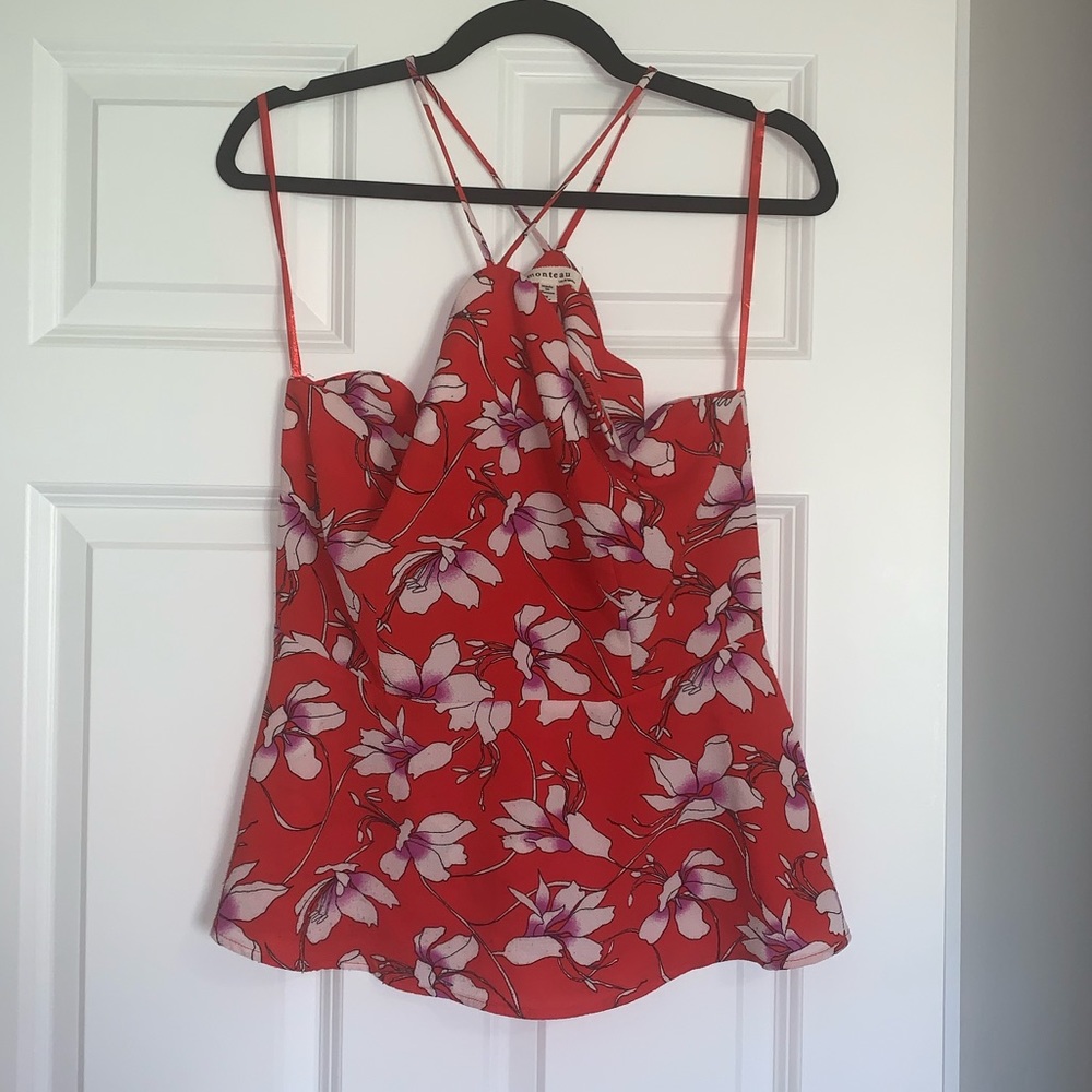 Red Floral Halter Tank
